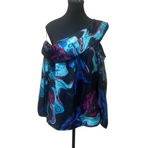 INC International Concepts Off-Shoulder Top - Black and Blue NWT M